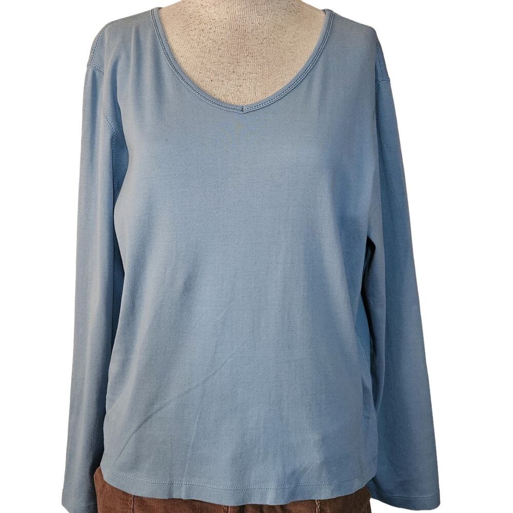 Eddie Bauer Light Blue Casual Cotton Top Size Large